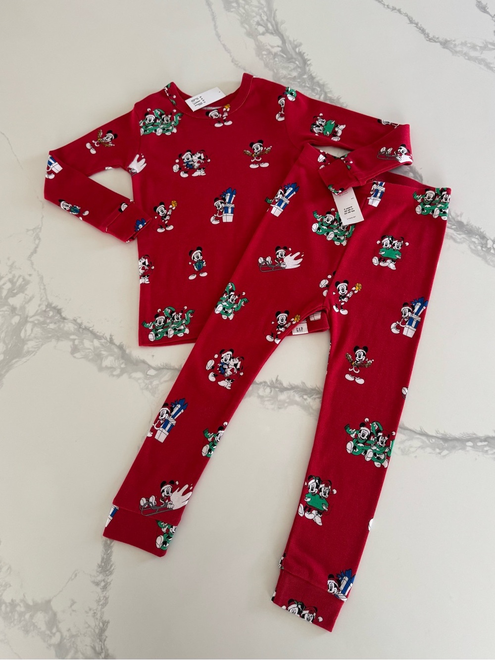 Gap Disney Minnie and Mickey Mouse Toddler Holiday Pajama Set 3T